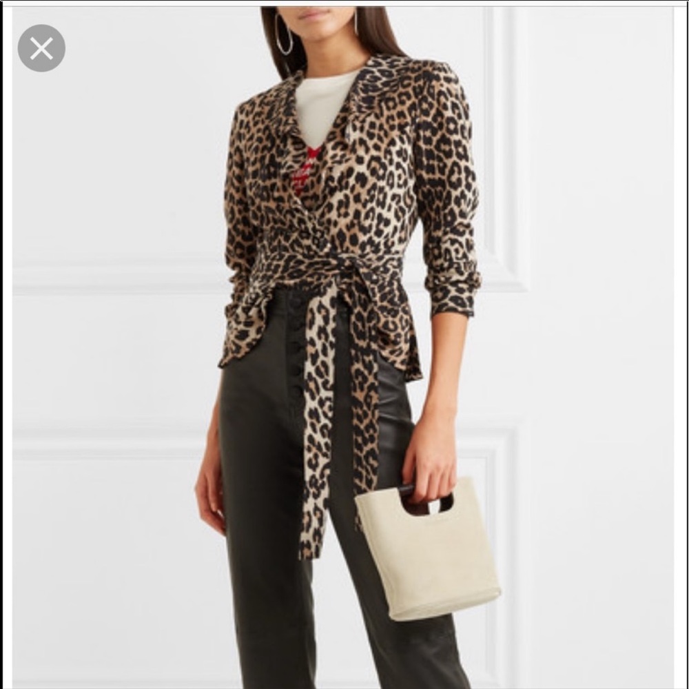 Ganni Leopard Wrap Top